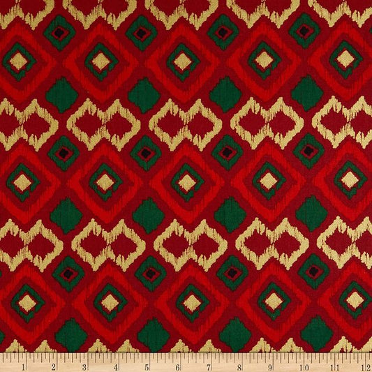 African Origin Argyle Metallic David Textiles Cotton Fabric DX-2349-0C-1 Orange Multi