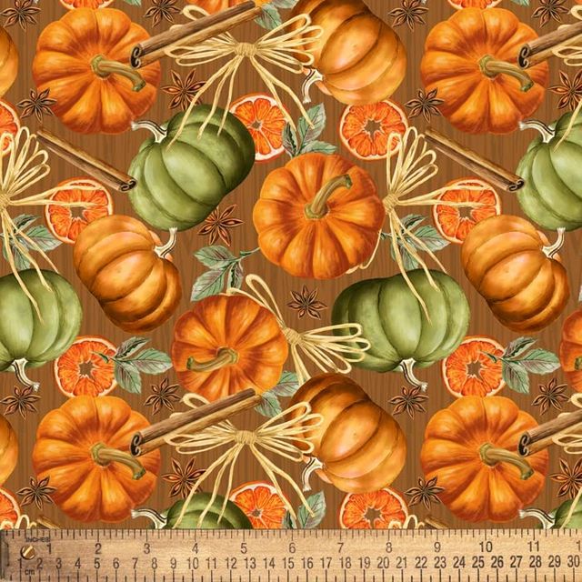 Pumpkin Spice Toss Autumn Harvest David Textiles Cotton Fabric DT-DX-2853-1C-2