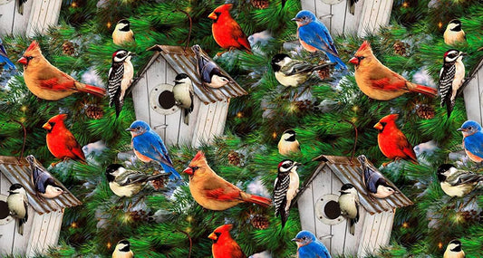 Bird Houses & Pines Allover Prints David Textiles Cotton Fabric DT-GG-0034-9C-1 Multi