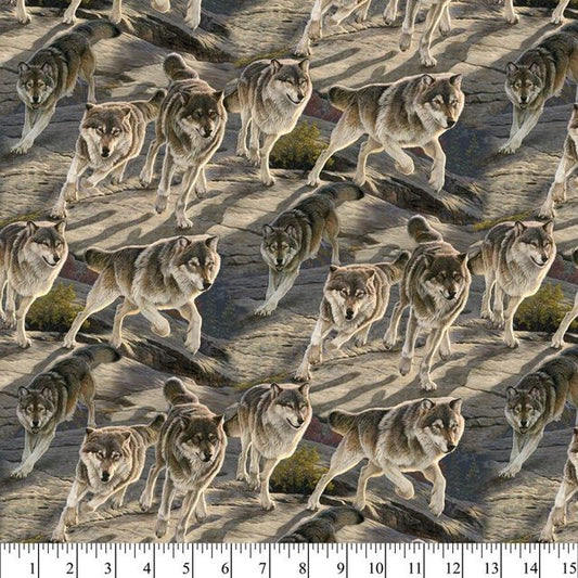 Charge Light Brigade Wolf Wolves Dogs Past & Present David Textiles Cotton Fabric DT-ML-3128-9C-1