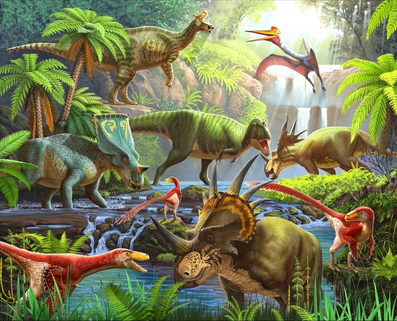Dinosaurs Jungle Volcano David Textiles Cotton Fabric DT-ML-3245-9C-1