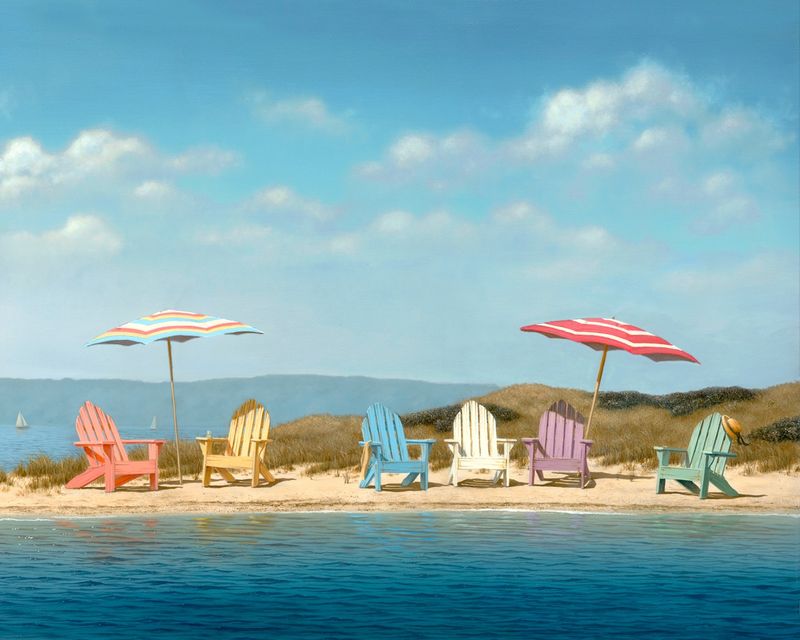 Summer Colors Beach Chairs Panel 36” America the Beautiful David Textiles Cotton Fabric DT-WW-3282-2C-1