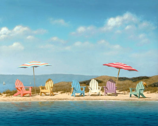 Summer Colors Beach Chairs Panel 36” America the Beautiful David Textiles Cotton Fabric DT-WW-3282-2C-1