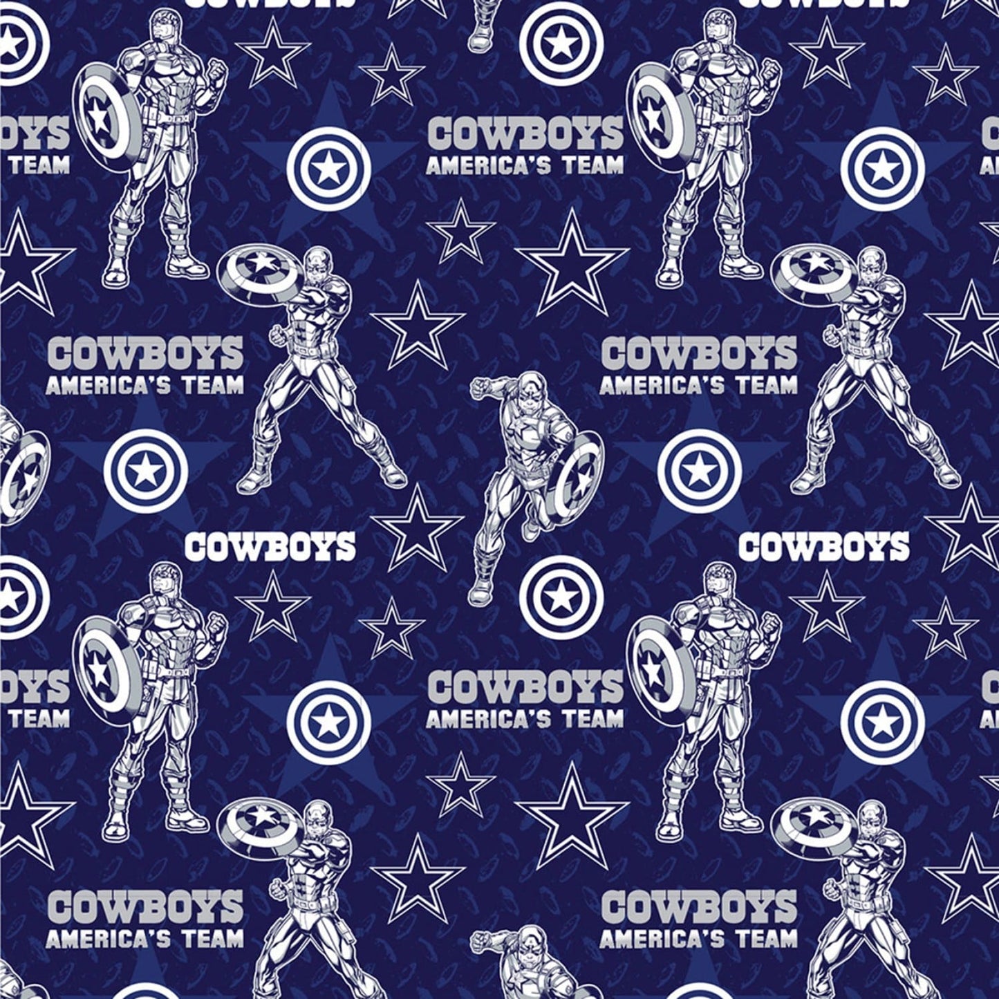 Dallas Cowboys Marvel Captain America Fabric Traditions Cotton Fabric NFL-70399-D