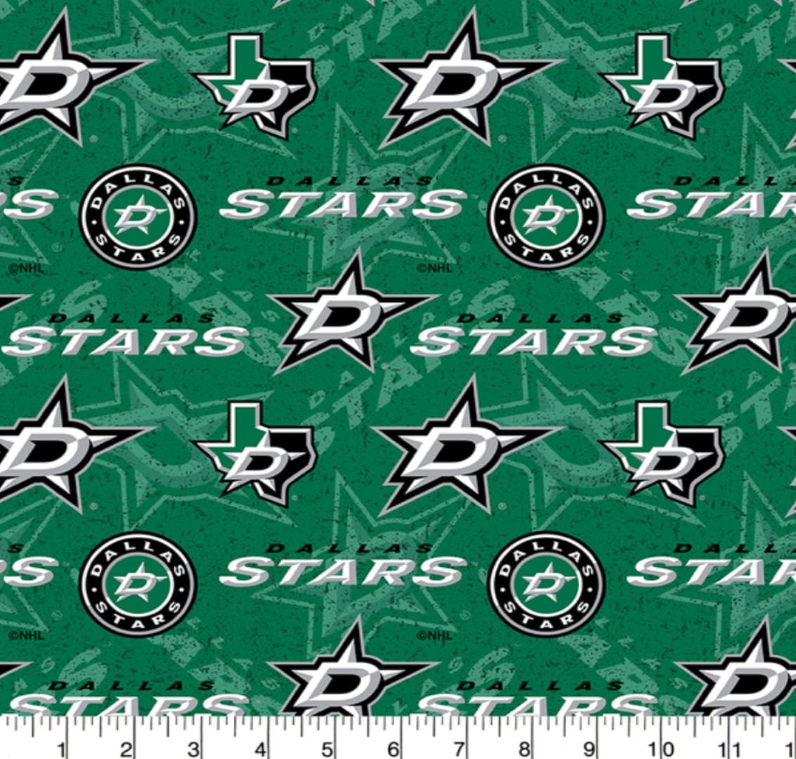 Dallas Stars NHL Hockey Tone on Tone Design Cotton Fabric NHL 1199 DST