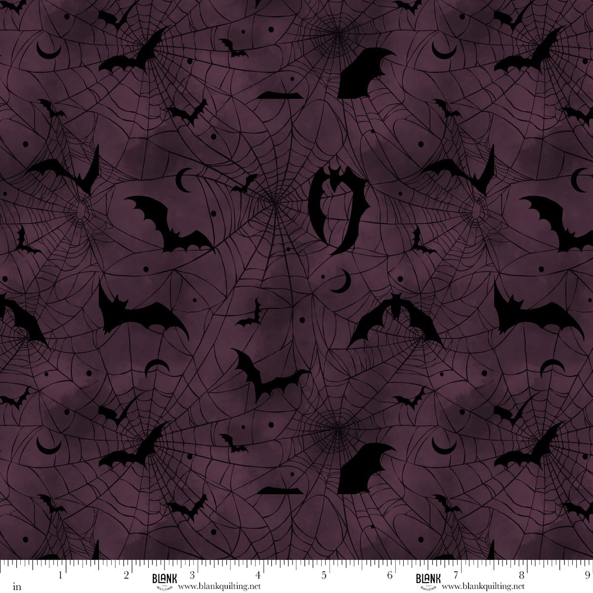 Darkly Enchanted Spiderweb with Bats Plum Episodic Drawing Blank Quilting Cotton Fabric BQ-4800-55 | US Fabric Shop