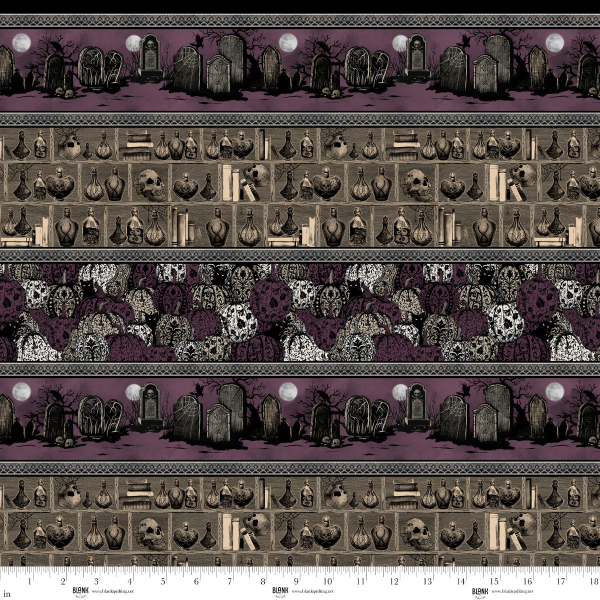 Darkly Enchanted Stripe Plum Episodic Drawing Blank Quilting Cotton Fabric BQ-4801-55