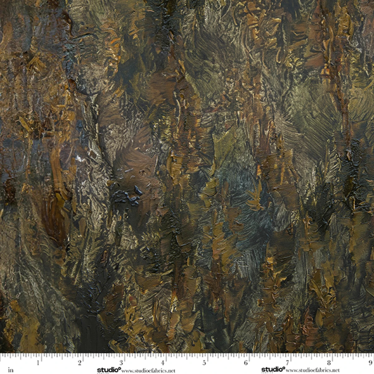 Dawn's Early Light Tree Texture Hunter Green Brown Shirl Ireland Studio E Cotton Fabric SE-9054-65