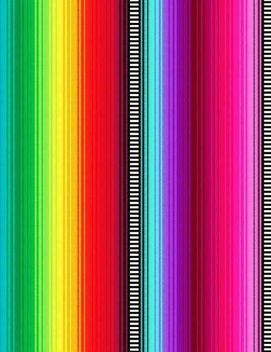 Day of the Dead Esperanza Mexican Blanket Stripe Multi Timeless Treasures Cotton Fabric TT-STRIPE-CD1584-MULTI