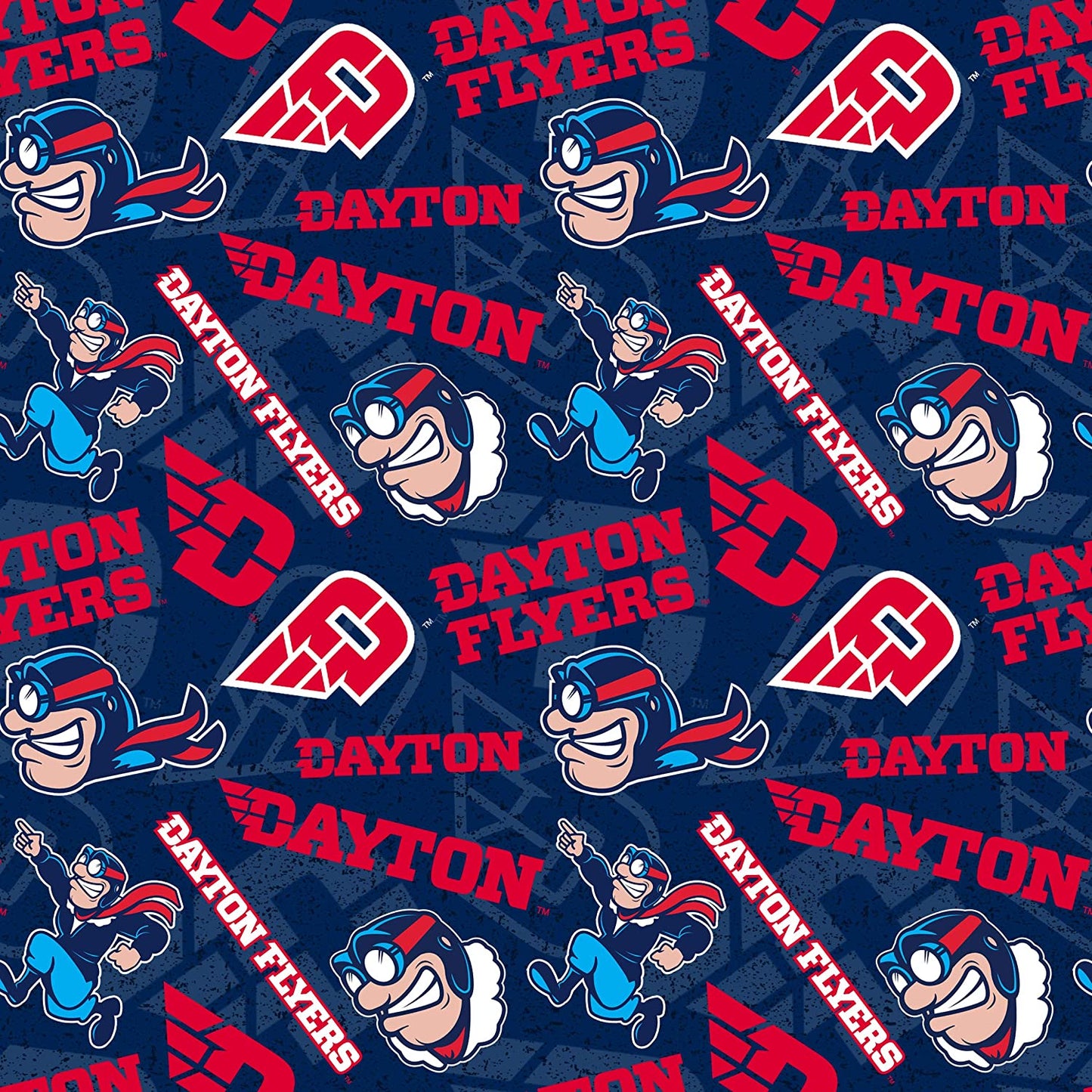 Dayton Flyers NCAA College Tone on Tone Sykel Cotton Fabric DAY-1178