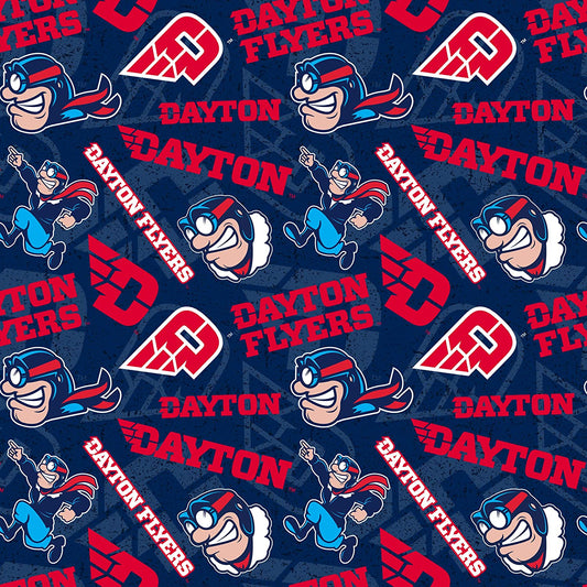 Dayton Flyers NCAA College Tone on Tone Sykel Cotton Fabric DAY-1178