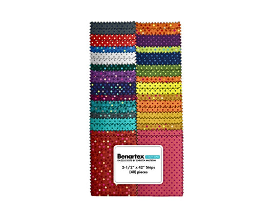 Dazzle Dots Strip Pies 2.5" Strips Roll  Christa Watson Benartex Cotton Fabric BE-STDZDPK