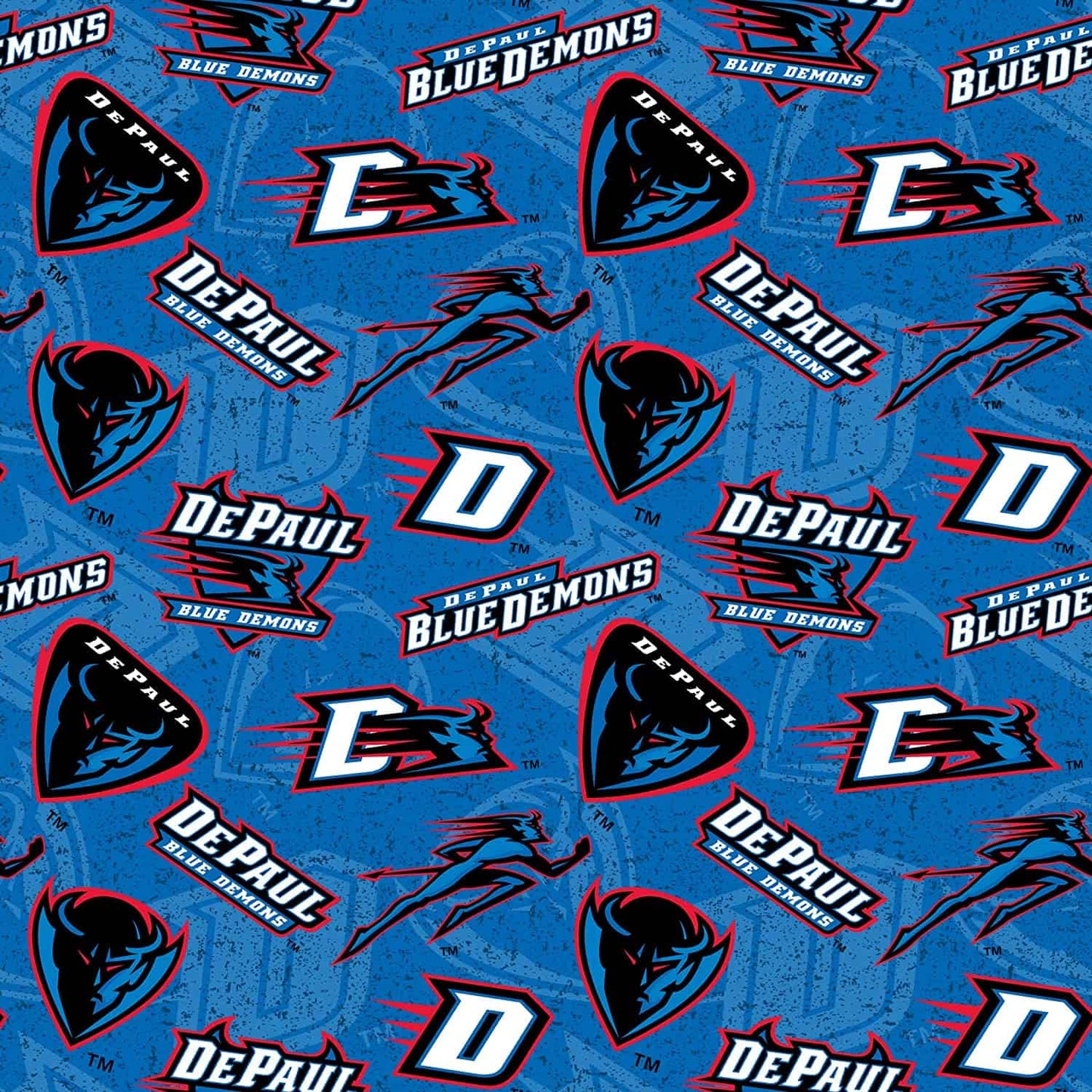 DePaul Blue Demons NCAA College Tone on Tone Sykel Cotton Fabric DEP-1178