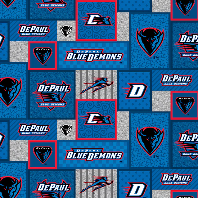 DePaul Blue Demons NCAA College Patch Sykel Enterprises Polyester Fleece Fabric DEP-1177