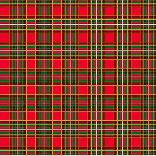 Deck the Halls Metallic Holiday Plaid Red Timeless Treasures Cotton Fabric