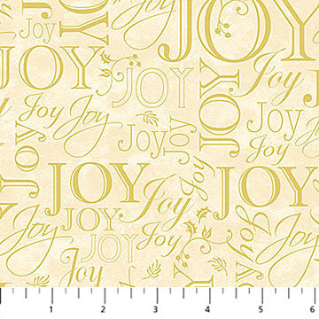Deck the Halls Joy Text Blender Beige Multi Liza Bea Studio Northcott Cotton Fabric NC-29002-12