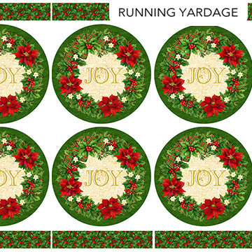 Deck the Halls Placemats CANVAS Panel 28" Pine Green Multi Liza Bea Studio Northcott Cotton CANVAS Fabric NC-C29003-76