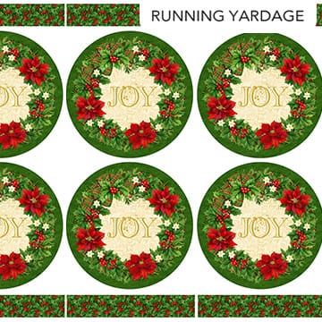 Deck the Halls Placemats CANVAS Panel 28" Pine Green Multi Liza Bea Studio Northcott Cotton CANVAS Fabric NC-C29003-76 | US Fabric Shop