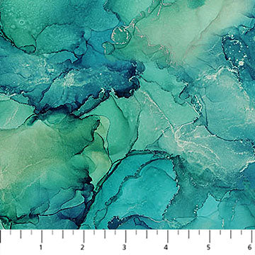 Deep Blue Fluid Texture Teal Multi Deborah Edwards and Melanie Samra Northcott Cotton Fabric  NC-DP28128-68