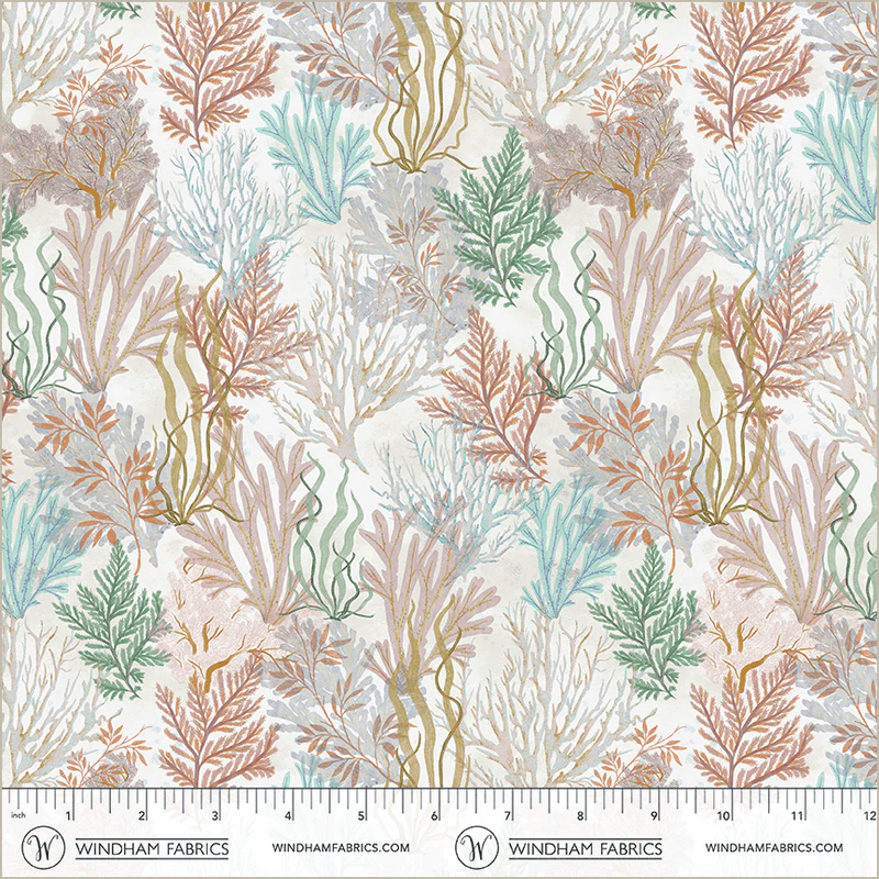 Deep Blue Garden Reef Foam Katherine Quinn Windham Fabrics Cotton Fabric WF-55256D-2 | US Fabric Shop