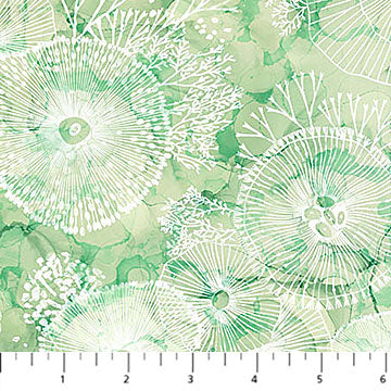 Deep Blue Sea Flowers Light Green Multi Deborah Edwards and Melanie Samra Northcott Cotton Fabric  NC-DP28124-74