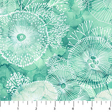 Deep Blue Sea Flowers Light Teal Multi Deborah Edwards and Melanie Samra Northcott Cotton Fabric NC-DP28124-64