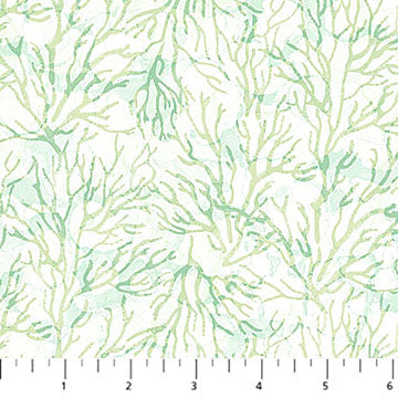 Deep Blue Tonal Coral Light Green Deborah Edwards and Melanie Samra Northcott Cotton Fabric  NC-DP28126-72