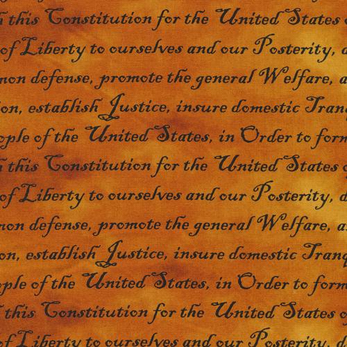 Defenders of Freedom Patriotic Constitution Preamble Words Amber Paintbrush Studio Cotton Fabric PBS-112-10921