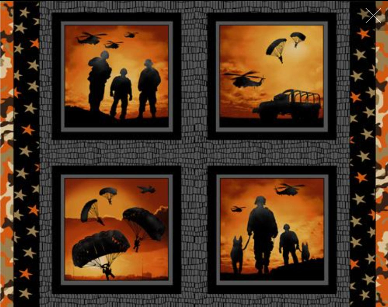 Defenders of Freedom Military Soldier Paratrooper Panel Paintbrush Studio Cotton Fabric PBS-112-10871
