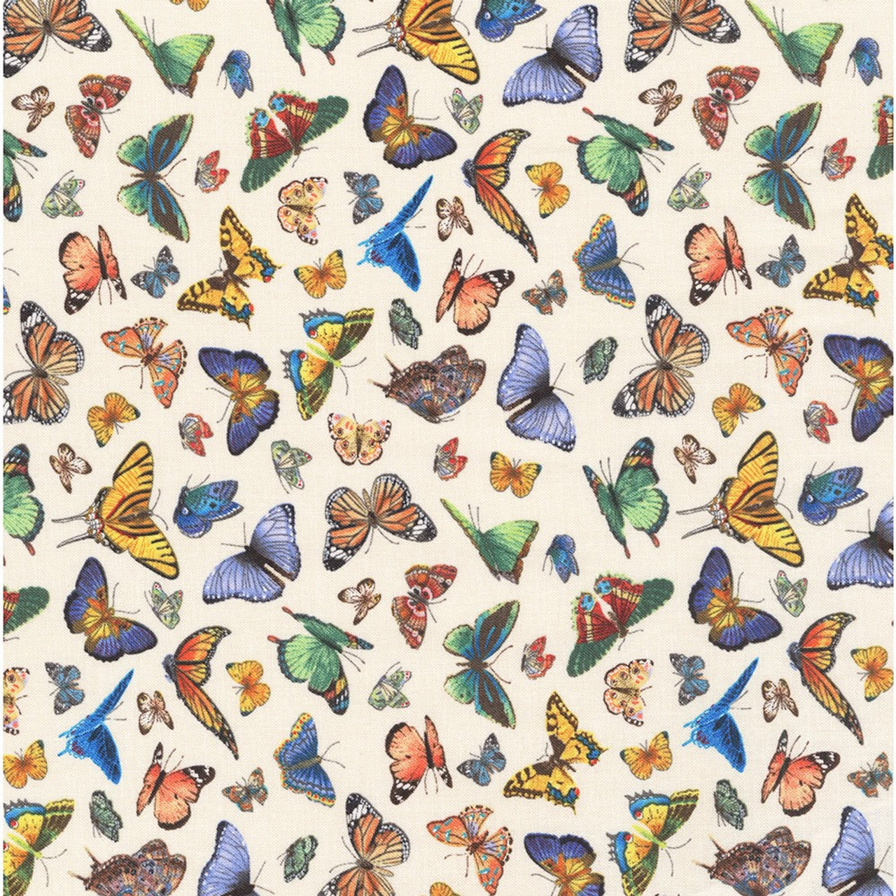 Delicate Creations Butterflies Cream Elizabeth's Studio Cotton Fabric