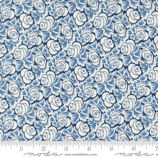 Denim & Daisies Oklahoma Rose Florals Midnight Dark Blue Fig Tree Co. Moda Cotton Fabric  MD-35384-18
