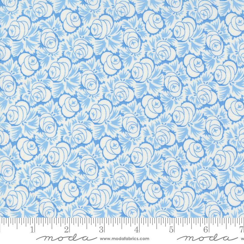 Denim & Daisies Oklahoma Rose Florals Stonewashed Light Blue Fig Tree Co. Moda Cotton Fabric MD-35384-16