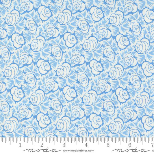 Denim & Daisies Oklahoma Rose Florals Stonewashed Light Blue Fig Tree Co. Moda Cotton Fabric MD-35384-16