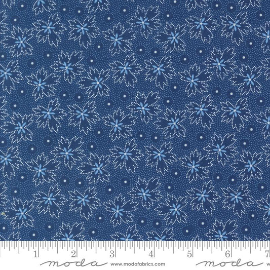 Denim & Daisies Prairie Blenders Leaf Dot Midnight Jeans Dark Blue Fig Tree Co. Moda Cotton Fabric MD-35385-18
