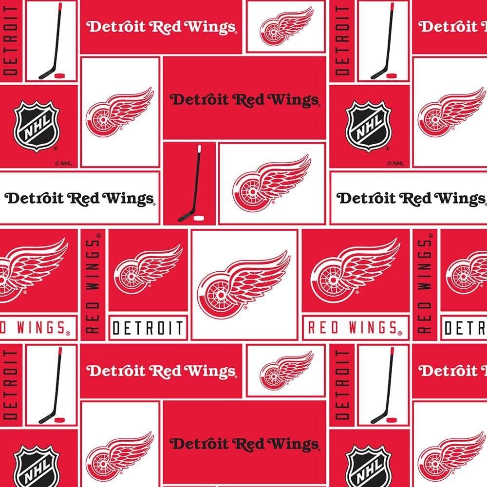 Detroit Red Wings NHL Hockey Box Design Cotton Fabric NHL-840-WIN
