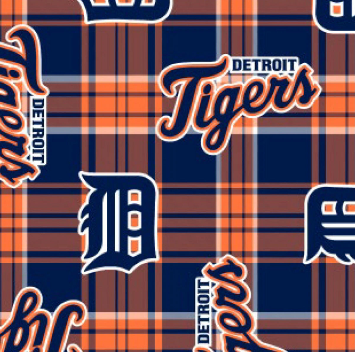 Detroit Tigers MLB Baseball Plaid Fabric Traditions 58-60 inches wide Polyester FLEECE Fabric MLB-6610-B