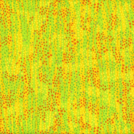 Dewdrop Citrus Grass Green Gold Metallic Whistler Studios Windham Cotton Fabric WF 52495M-26