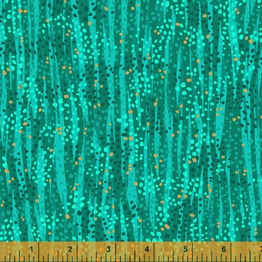 Dewdrop Emerald Green Gold Metallic Whistler Studios Windham Cotton Fabric WF 52495M-12