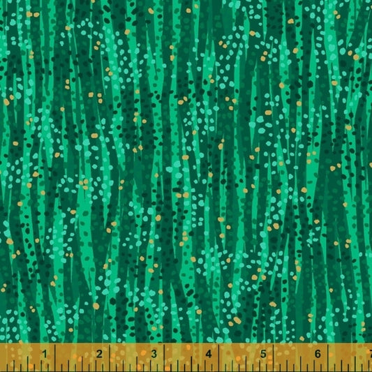 Dewdrop Forest Green Gold Metallic Whistler Studios Windham Cotton Fabric WF 52495M-13