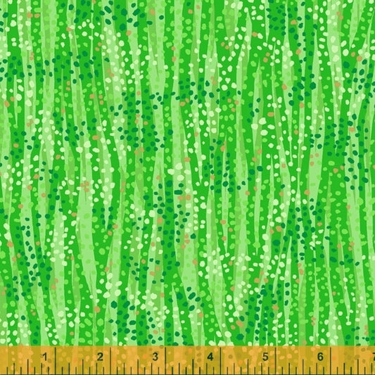 Dewdrop Grass Green Gold Metallic Whistler Studios Windham Cotton Fabric WF 52495M-10