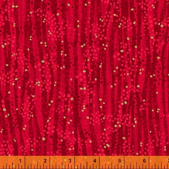 Dewdrop Kiss Red Gold Metallic Whistler Studios Windham Cotton Fabric WF 52495M-2