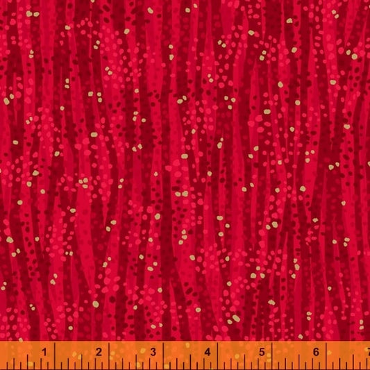 Dewdrop Kiss Red Gold Metallic Whistler Studios Windham Cotton Fabric WF 52495M-2