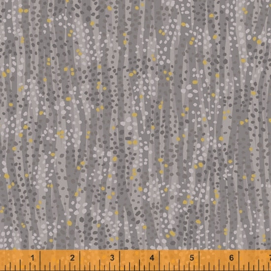 Dewdrop Steel Gray Gold Metallic Whistler Studios Windham Cotton Fabric WF 52495M-18