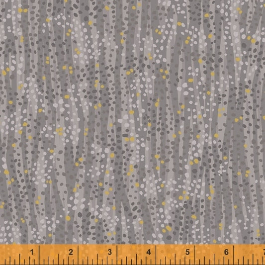 Dewdrop Steel Gray Gold Metallic Whistler Studios Windham Cotton Fabric WF 52495M-18