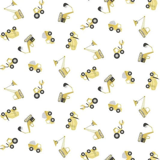 Dig it Heavy Metal White Dear Stella Cotton Fabric DS-STELLA-D2982-WHITE