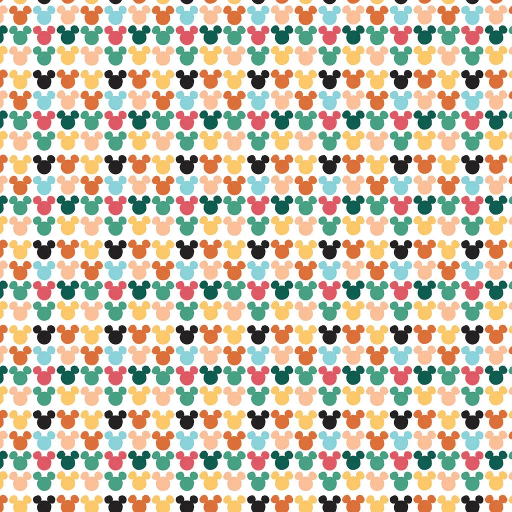 Disney Mickey & Minnie Mickey Head Silhouettes Allover White Camelot Cotton Fabric