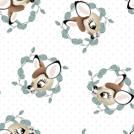 Disney Bambi Badge White Dot White Springs Creative Cotton Fabric