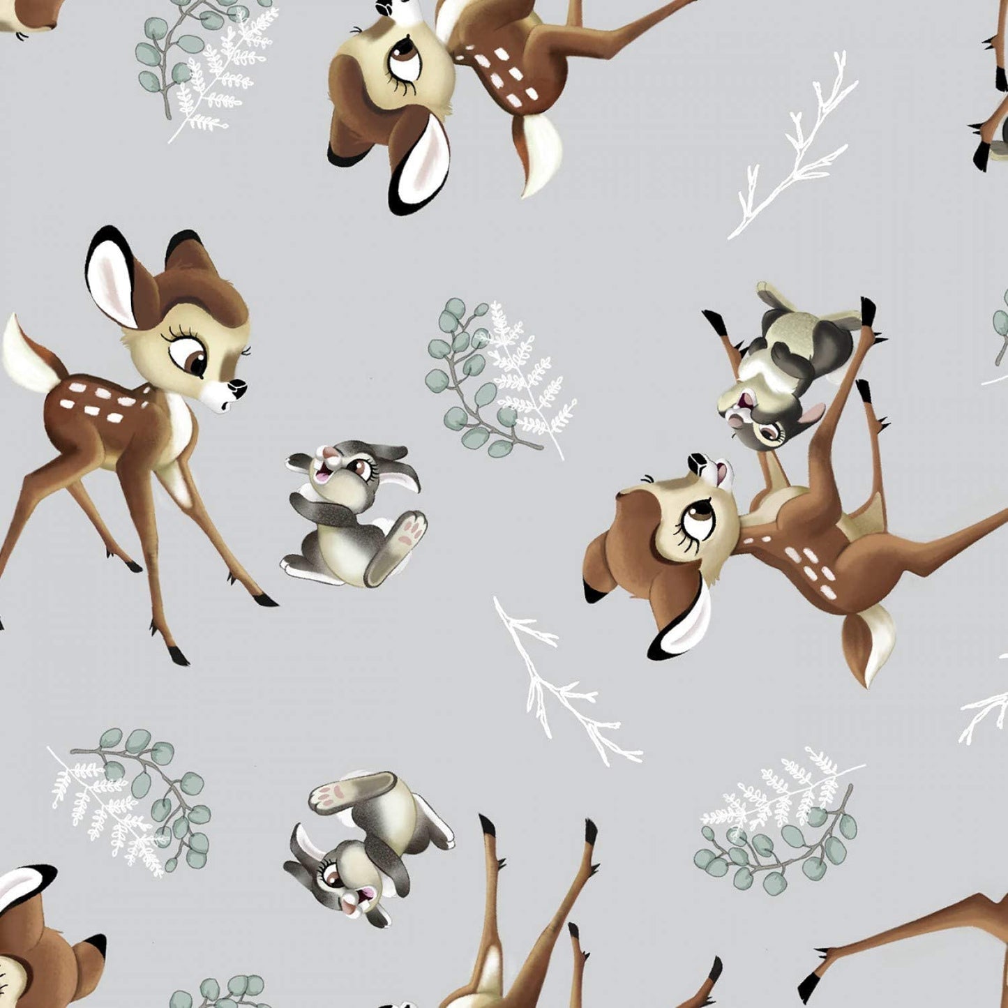 Disney Bambi Thumper Toss Gray Springs Creative Cotton Fabric