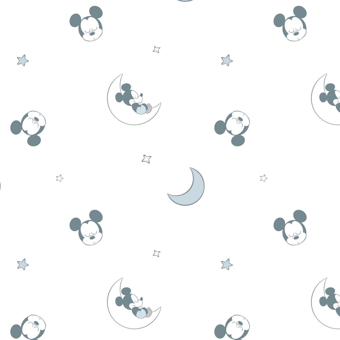 Disney Bambino Sleeping Mickey Mouse Double Gauze White Camelot Cotton Fabric