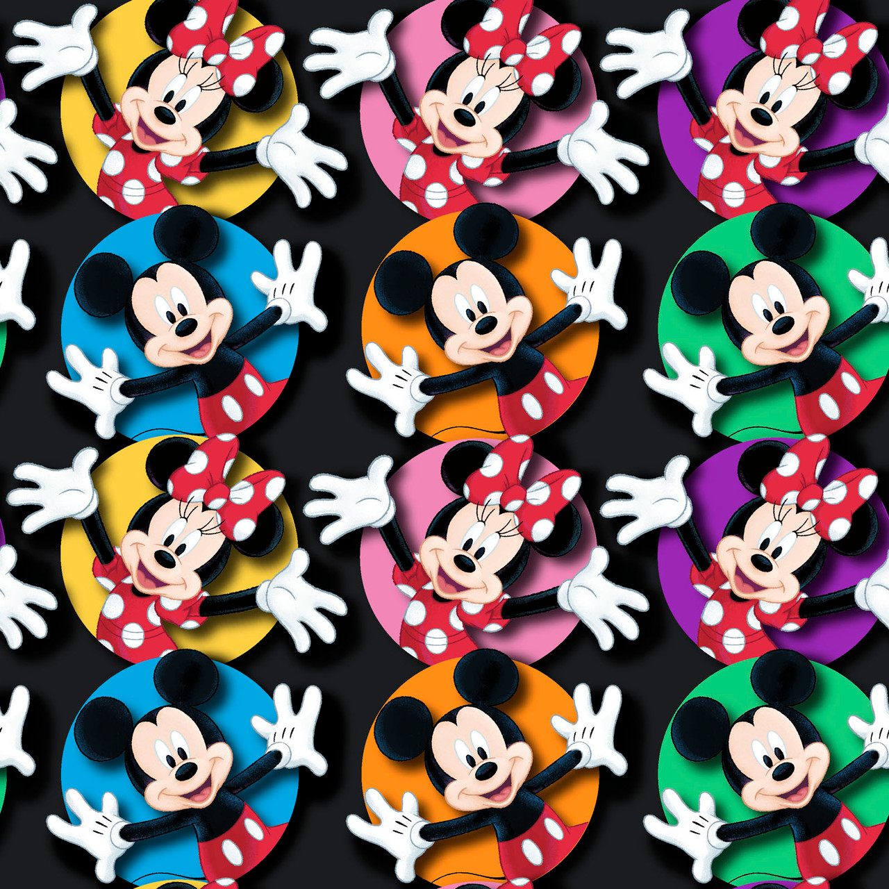 Disney Cotton Mickey and Minnie Circles Black Springs Creative Cotton Fabric SC-80467-A62078